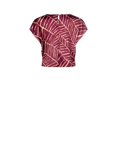 Blusa Manica Corta In Raso Stampata Rinascimento