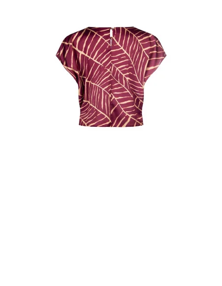 Blusa Manica Corta In Raso Stampata Rinascimento