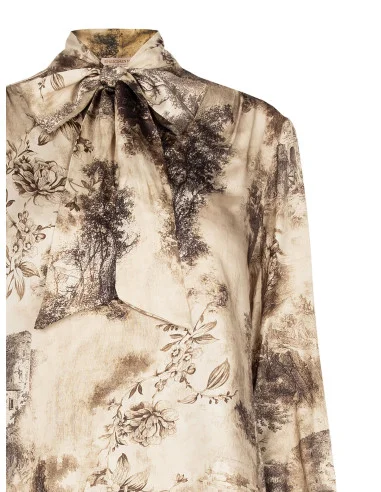 Fluid Viscose Blouse With Tie Rinascimento