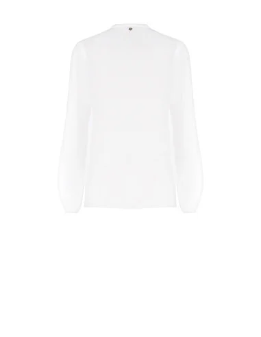 Loose Fit Cotton Shirt With Flower Brooch And Mother-of-Pearl Buttons Rinascimento
