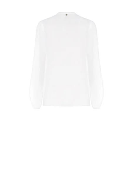 Chemise ample en coton avec broche en forme de fleur et boutons en nacre Rinascimento