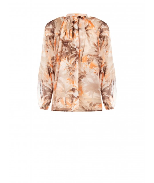 Loose And Flowing Printed Chiffon Blouse With Neck Laces Rinascimento