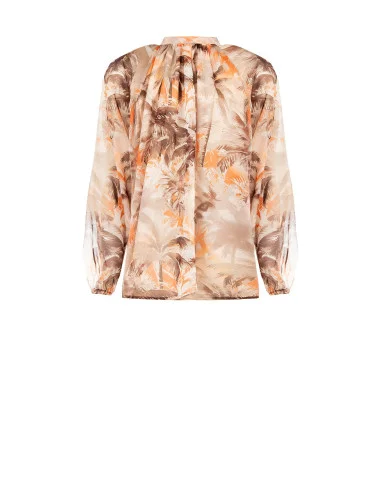 Loose And Flowing Printed Chiffon Blouse With Neck Laces Rinascimento