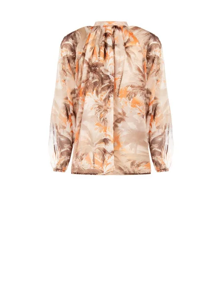 Blusa Ampia E Fluida In Chiffon Stampato Con Laccetti Al Collo Rinascimento