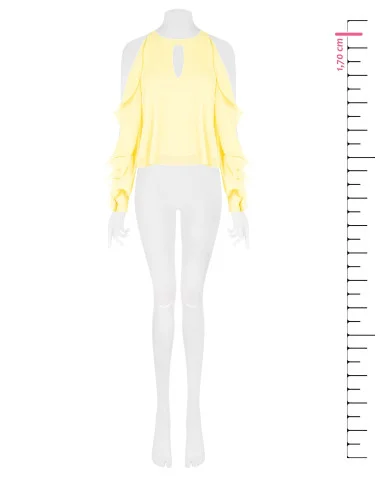 Wide Georgette Blouse With Cut-Out And Sleeve Ruffles Rinascimento