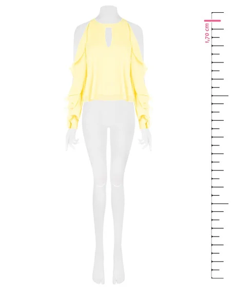 Wide Georgette Blouse With Cut-Out And Sleeve Ruffles Rinascimento
