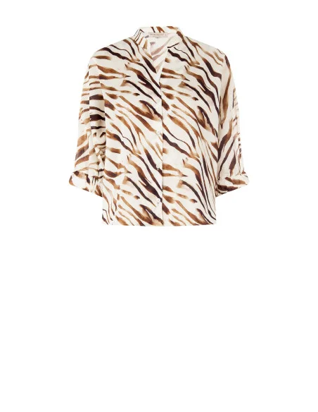 Chemise en coton avec col mandarin et col en V Rinascimento