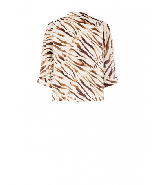 Chemise en coton avec col mandarin et col en V Rinascimento