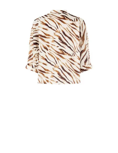 Camicia Over In Cotone Con Colletto Alla Coreana E Scollo A V Rinascimento