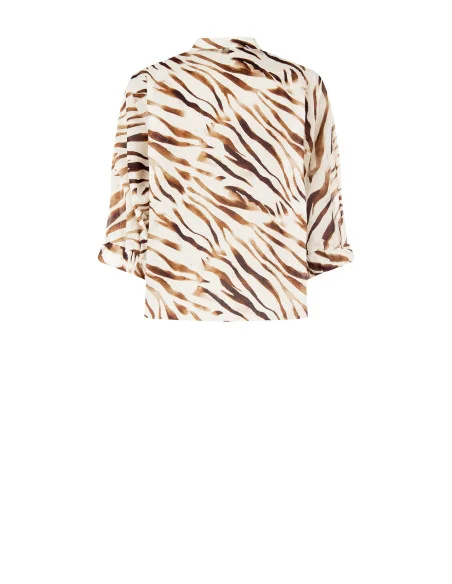 Camicia Over In Cotone Con Colletto Alla Coreana E Scollo A V Rinascimento