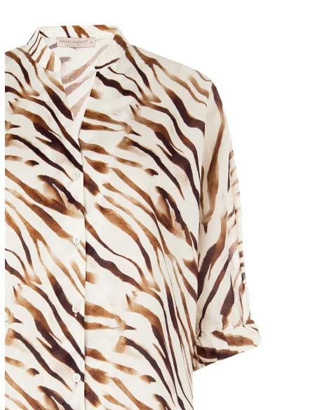 Cotton Over Shirt With Mandarin Collar And V-neck Rinascimento