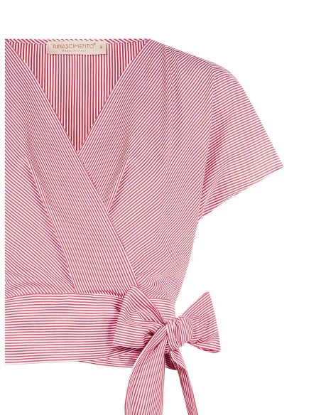 Blusa Ad Incrocio In Cotone A Righe Rinascimento