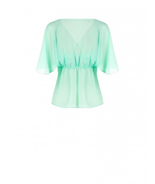 Crepon Sleeveless Blouse With Butterfly Sleeves Rinascimento