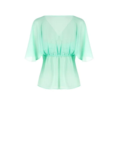 Blusa Smanicata In Crepon Con Maniche A Farfalla Rinascimento