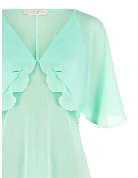 Blusa Smanicata In Crepon Con Maniche A Farfalla Rinascimento