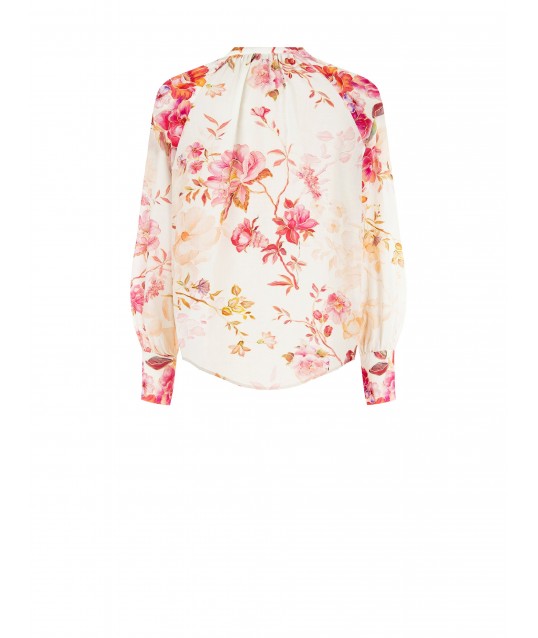 Rinascimento - Chemise en coton à col en V avec encolure centrale