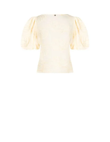 Top Sfiancato In Cotone Con Ricami Foglia E Scollo A V Rinascimento