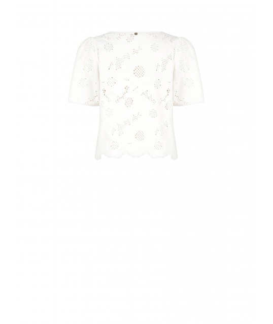 Blusa Ampia In Misto Cotone Ricamata A Fiori E Traforata Rinascimento