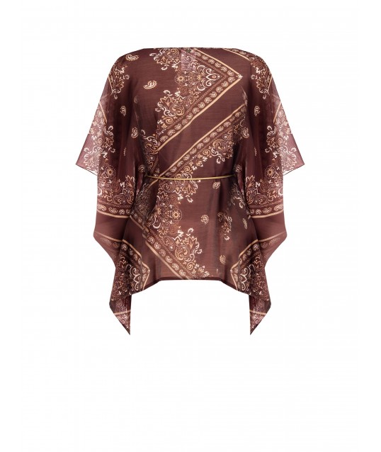 Chemisier kimono en viscose avec ceinture en corde assortie Rinascimento