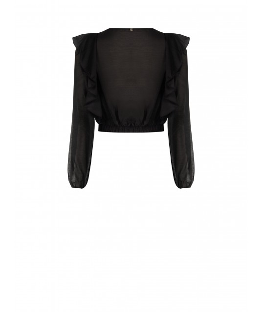 Blusa A Palloncino In Fibra Ecologica Con Scollo A V Rinascimento