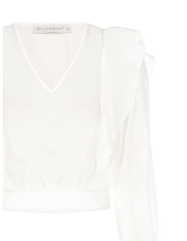 Blusa A Palloncino In Fibra Ecologica Con Scollo A V Rinascimento