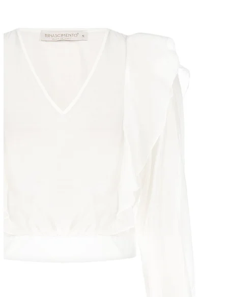 Blusa A Palloncino In Fibra Ecologica Con Scollo A V Rinascimento