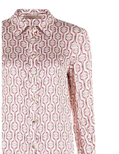 Camicia Regular In Viscosa Con Bottoni Logo Rinascimento