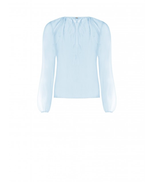 Lightweight Semi-transparent fabric blouse with ruffles Rinascimento
