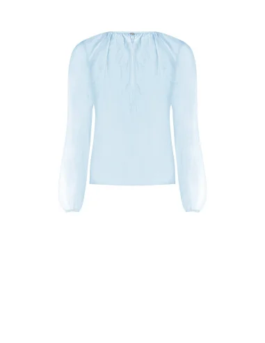 Blusa In Tessuto Leggero Semitrasparente Con Volant Rinascimento