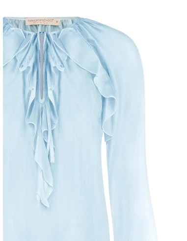 Blouse légère en tissu semi-transparent avec volants Rinascimento
