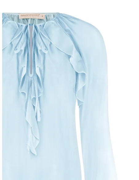 Blouse légère en tissu semi-transparent avec volants Rinascimento