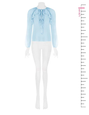 Blusa In Tessuto Leggero Semitrasparente Con Volant Rinascimento