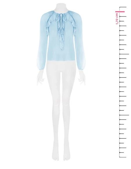 Blouse légère en tissu semi-transparent avec volants Rinascimento