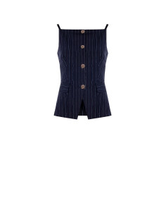 Gilet In Tessuto Gessato Leggermente Stropicciato Con Stringhe Dietro Rinascimento