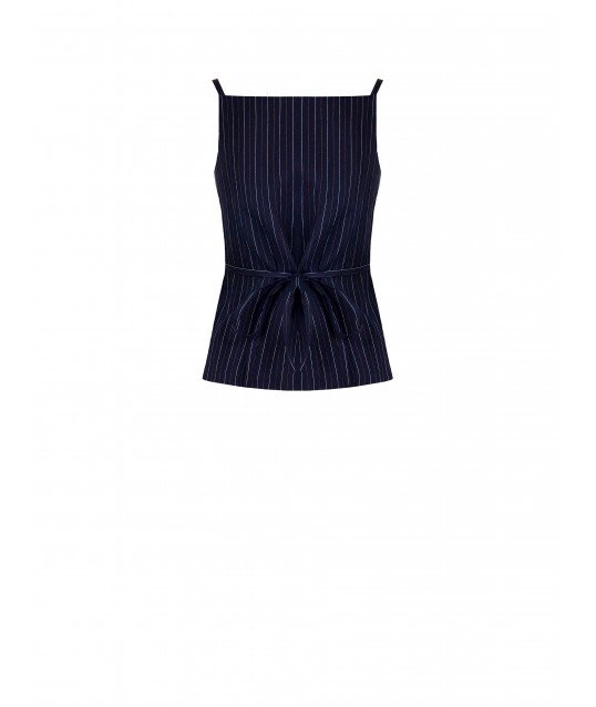 Gilet In Tessuto Gessato Leggermente Stropicciato Con Stringhe Dietro Rinascimento