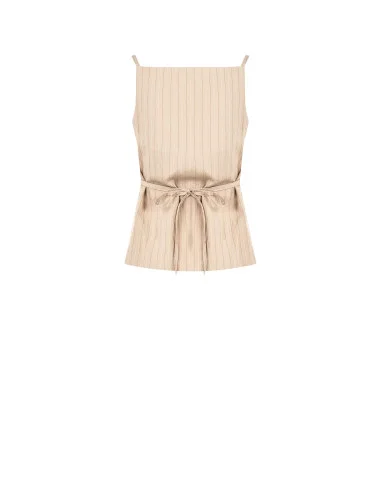 Lightly Wrinkled Pinstripe Vests with Laced Back Rinascimento