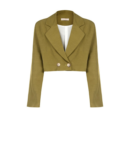 Rinascimento Linen Blend Cropped Blazer Jacket