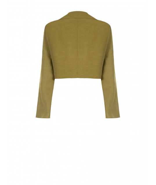 Giacca Blazer Cropped In Misto Lino Rinascimento
