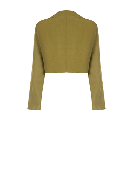 Rinascimento Linen Blend Cropped Blazer Jacket