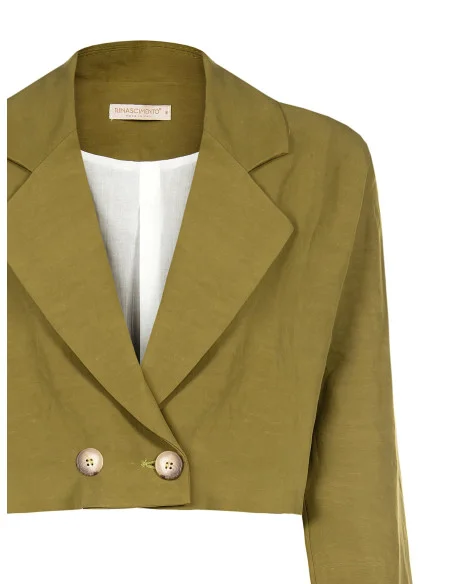 Giacca Blazer Cropped In Misto Lino Rinascimento