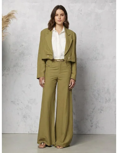 Rinascimento Linen Blend Cropped Blazer Jacket