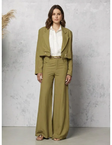 Giacca Blazer Cropped In Misto Lino Rinascimento