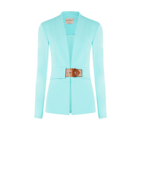 Jacket In Scuba Crepe Without Revers With Leatherette Strap Rinascimento