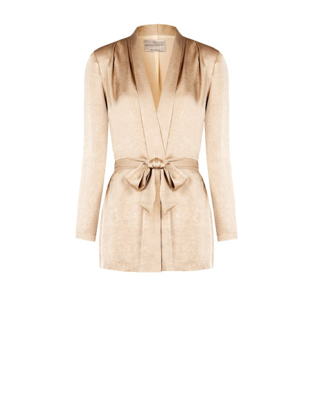 Veste ouverte en satin légèrement froissé avec épaulettes et ceinture coordonnée Rinascimento