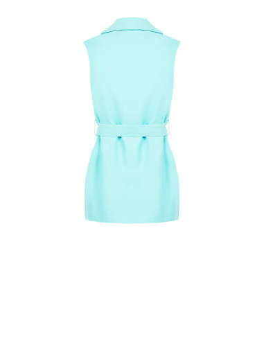 Lightly Wrinkled Viscose Open Long Waistcoat with Coordinated Belt Rinascimento