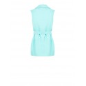 Gilet long ouvert en viscose à effet légèrement froissé avec ceinture coordonnée Rinascimento