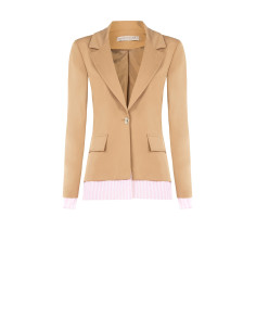 Rinascimento Polyester Blazer Jacket With Striped Inserts