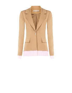 Rinascimento Polyester Blazer Jacket With Striped Inserts