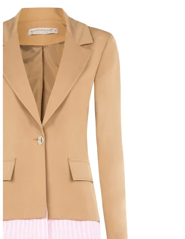 Rinascimento Polyester Blazer Jacket With Striped Inserts