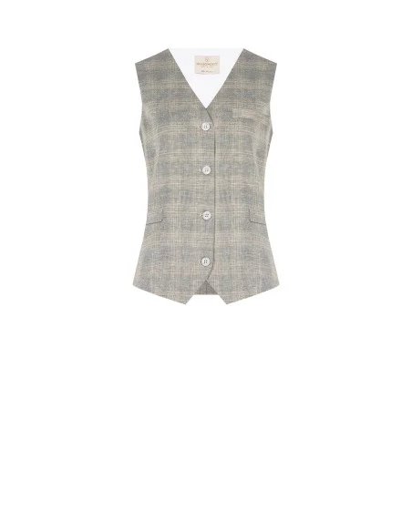 Gilet Ampio In Misto Cotone E Lino A Quadri Rinascimento